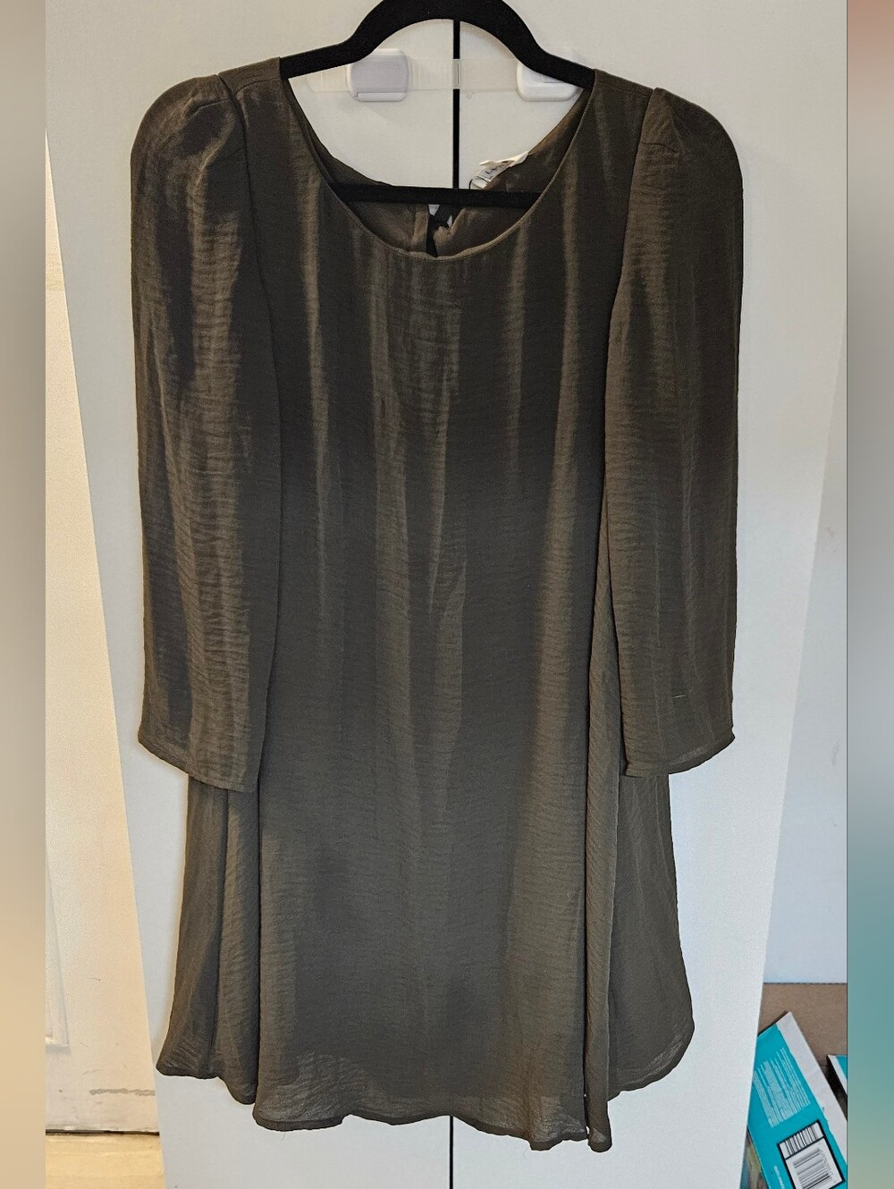Flowy Olive Tunic with Puff Sleeves